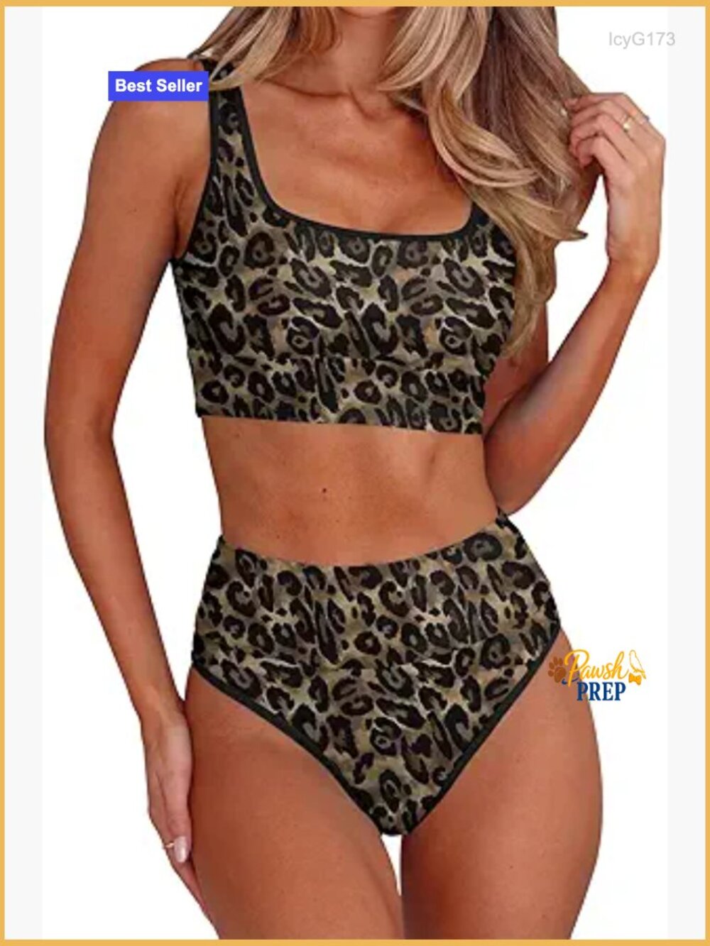High Waisted Bikini Set Tummy Control Two Piece Swimsuits High Cut Beach